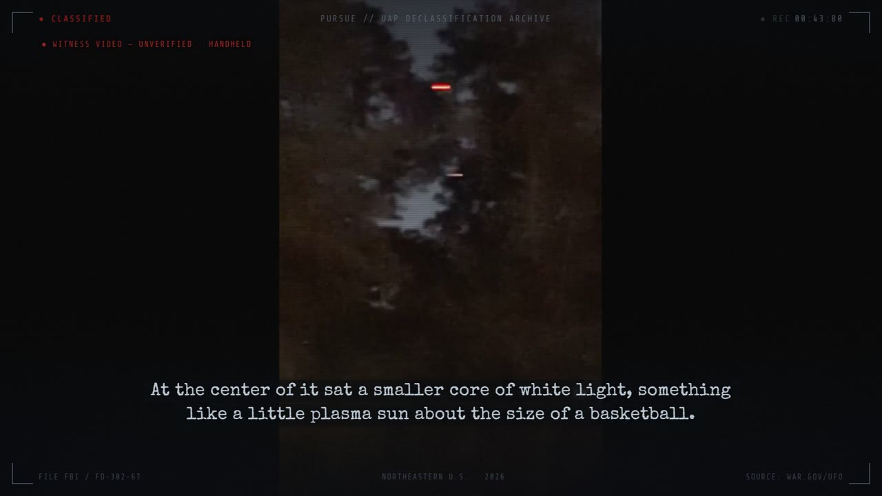 Handheld night witness footage of a red orb with a white plasma core