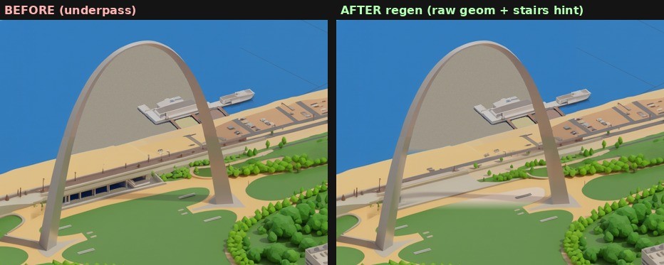 The Arch grounds before and after the fix