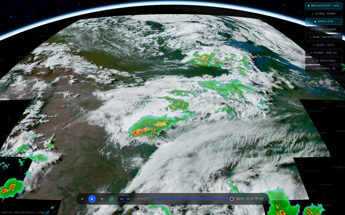 True-color GeoColor satellite over the Americas